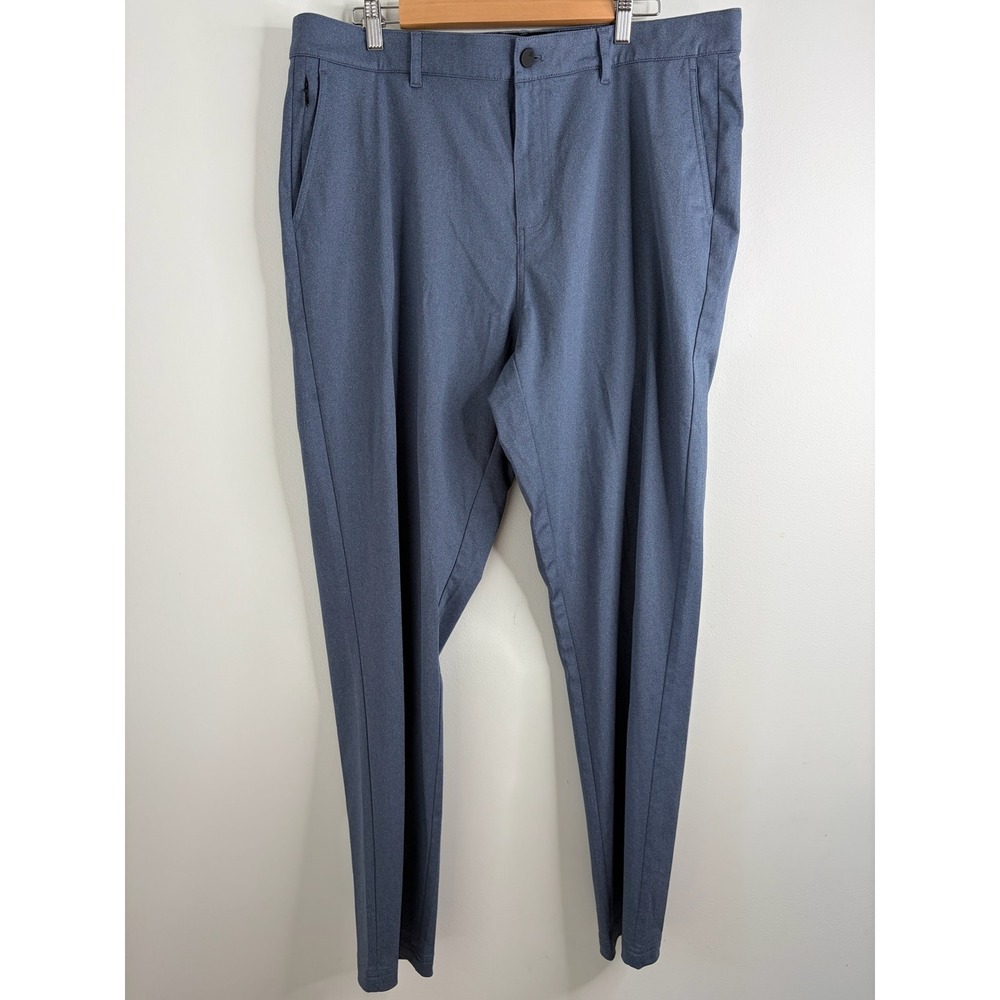 01. ALGO Performance Pants Mens 38 Blue Heathered‎ Tapered Stretch Golf Chino